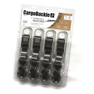 4-PK CAM BUCKLE TIE-DOWN VALUE PACK 1" X 6'